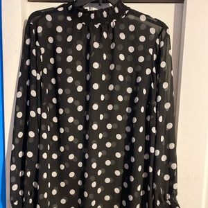 Fantastic Sheer Black and White Dot Blouse